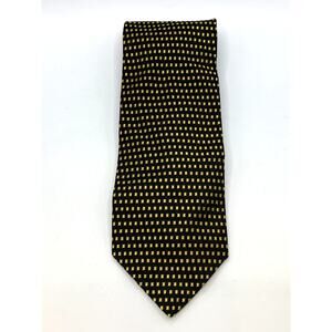 MITCHELLS OF WESTPORT Men's Black & Yellow Gold Silk USA Hand Sewn Tie
